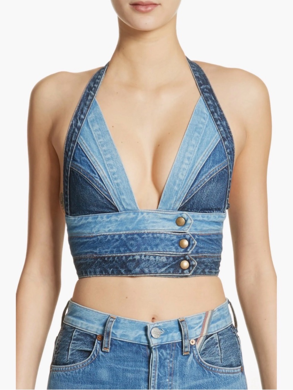 Jean Atelier Farrah Denim Bralette Top – Size 2